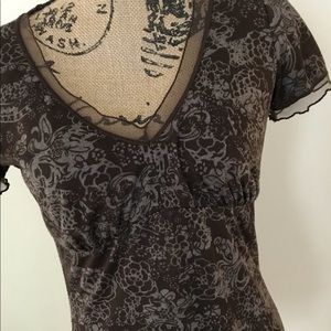 Brown floral jersey blouse 👚